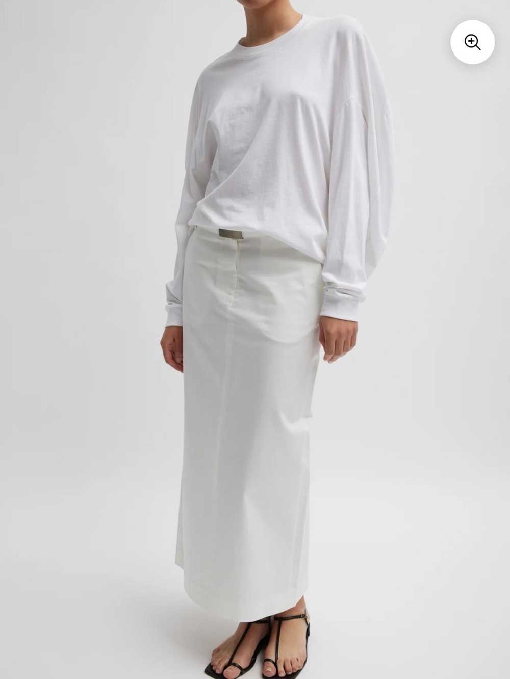 Tibi White Long-Sleeve Crewneck Tee
